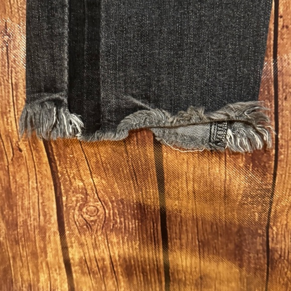 🔥 👖Parker Smith Women’s Jeans | Black Wash Frayed Hem Straight Leg | Size 27 - Picture 3 of 8